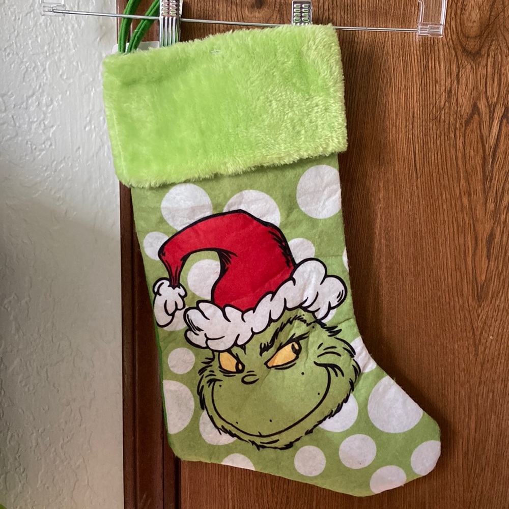 3D 18” The Grinch Christmas Stocking Velvet  Cuff and Felt Stocking